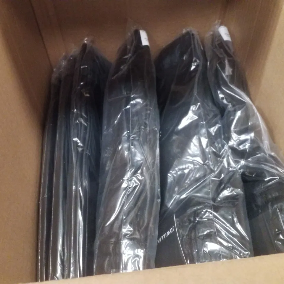 BOX CONTAINING APPROXIMATELY 8 BRAND NEW JD WILLIAMS BLACK PU WIDE LEG TROUSERS - SIZE 30