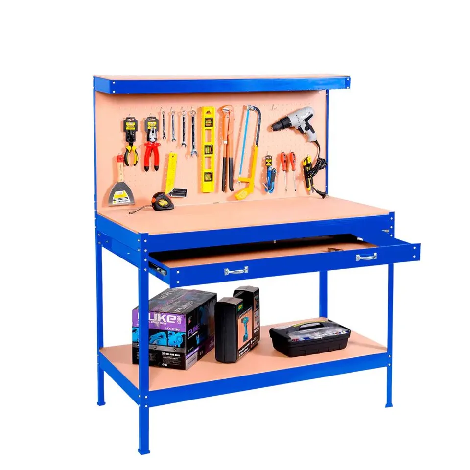 BOXED NEO BLUE WORKBENCH HEAVY-DUTY STEEL PEGBOARD DRAWER (1 BOX) - COLLECTION ONLY