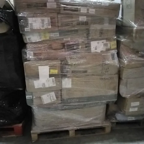PALLET OF HOUSEHOLD ITEMS TO INCLUDE CAT TREE, BAR STOOL, FLOOR CABINET AND OTHER ASSORTED ITEMS..