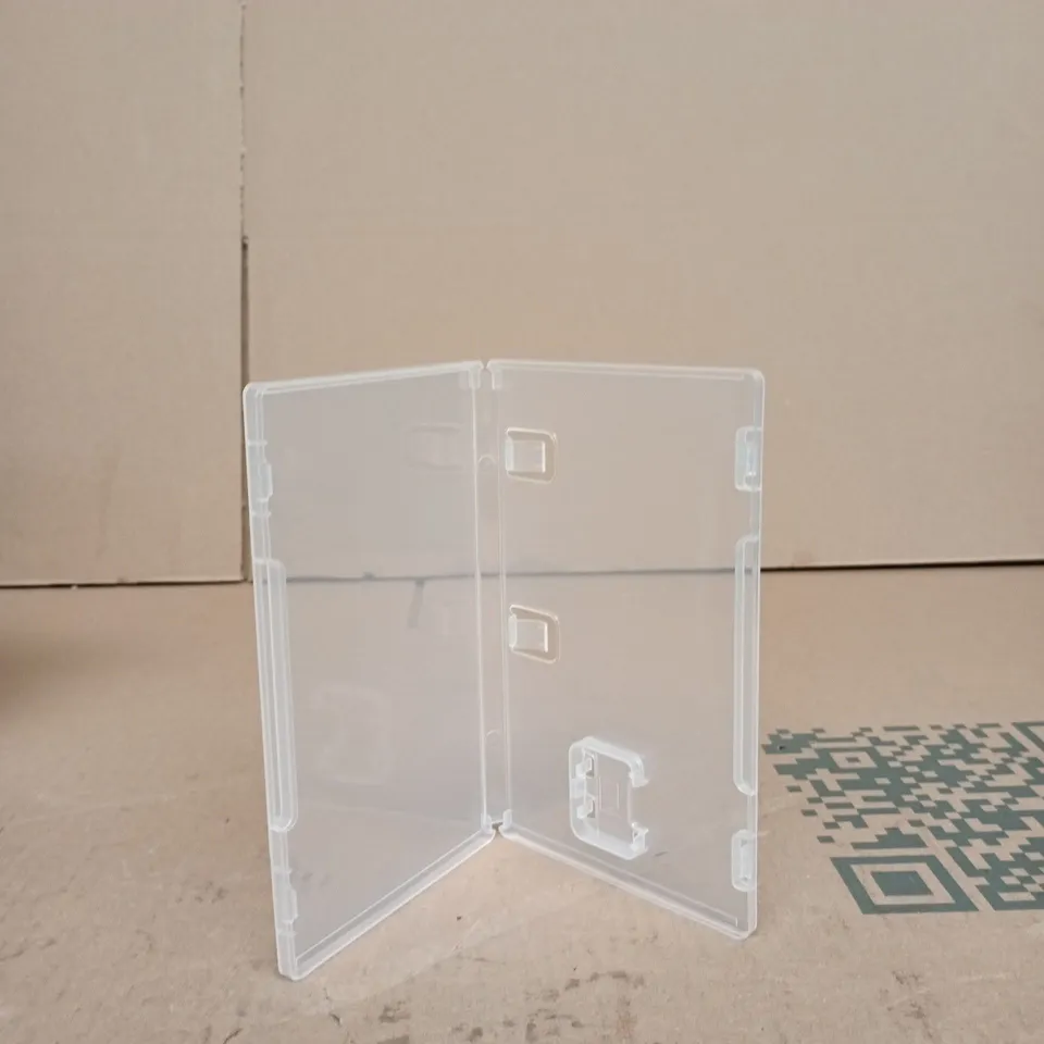 TRANSPARENT PLASTIC NINTENDO GAME DISPLAY CASE WITH HINGED PANELS - BOX OF APPROXIMATELY 40