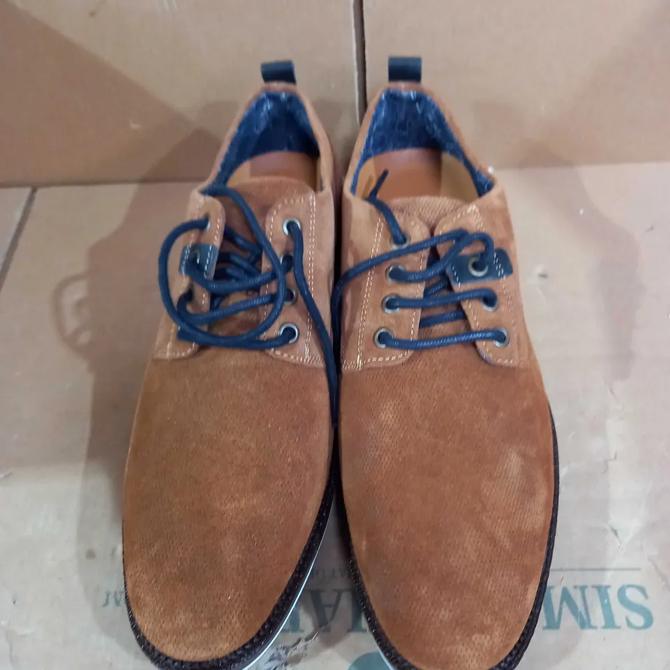 MODA IN PELLE MENS BRONSON LACE SHOES - TAN NAVY - UK 11