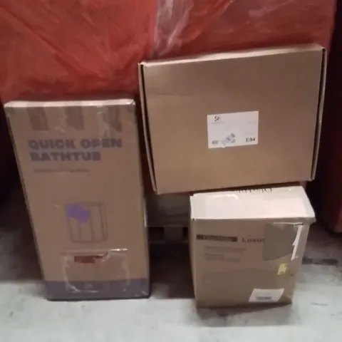 PALLET OF ASSORTED HOUSEHOLD GOODS AND PRODUCTS TO INCLUDE;MATTRESS TOPPER,BATH BARREL,TOILET SEAT