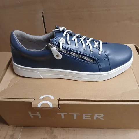 HOTTER AQUATIC BLUE CASUAL SHOES WITH SIDE ZIP BOXED SIZE 7.5
