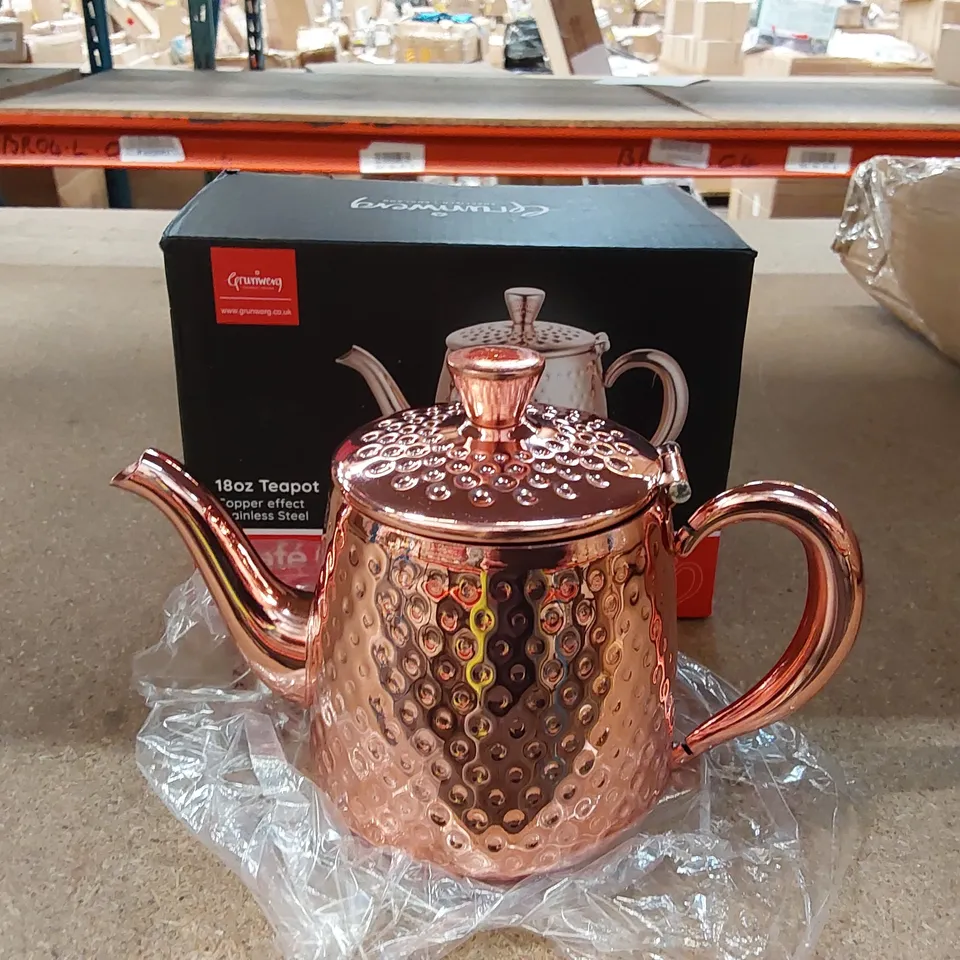 BOXED CAFE OLE SANDRINGHAM STAINLESS STEEL SOLID COLOUR TEAPOT - 18OZ (1 BOX)