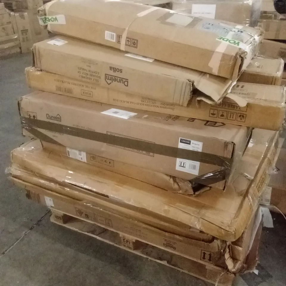 PALLET OF ASSORTED DESIGNER FURNITURE AND FURNITURE PARTS