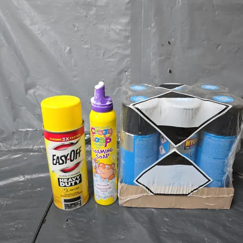 APPROXIMATELY 10 ASSORTED AEROSOLS TO INCLUDE SURE DEODORANT , FOAMING SOAP , OVEN SPRAY , ETC 