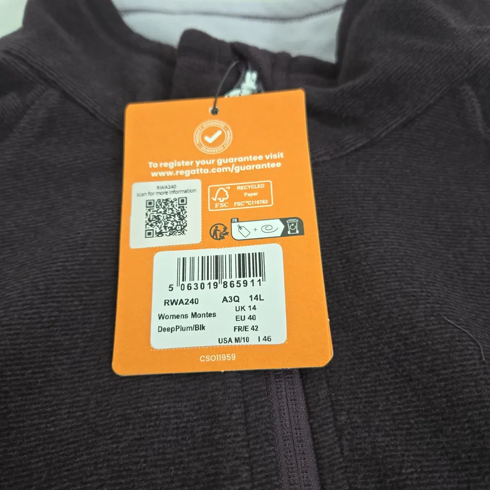 REGATTA WOMENS MONTES DEEP PLUM/BLACK FLEECE JACKET – UK 14