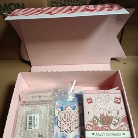 MEDIUM PLOUISE BEAUTY BOX TO INCLUDE JUICY DROP, UNDER EYE BRIGHTENING POWDER AND A FACE AND EYE PALETTE