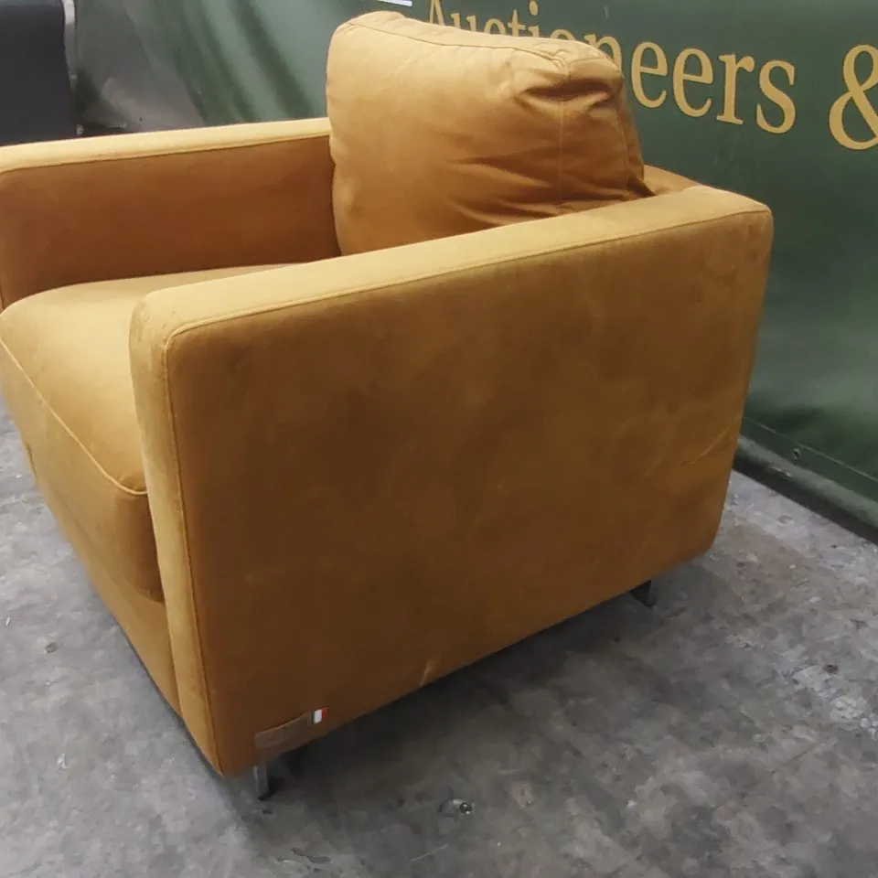 QUALITY DESIGNER LIMANA VELVET UPHOLSTERED ARMCHAIR