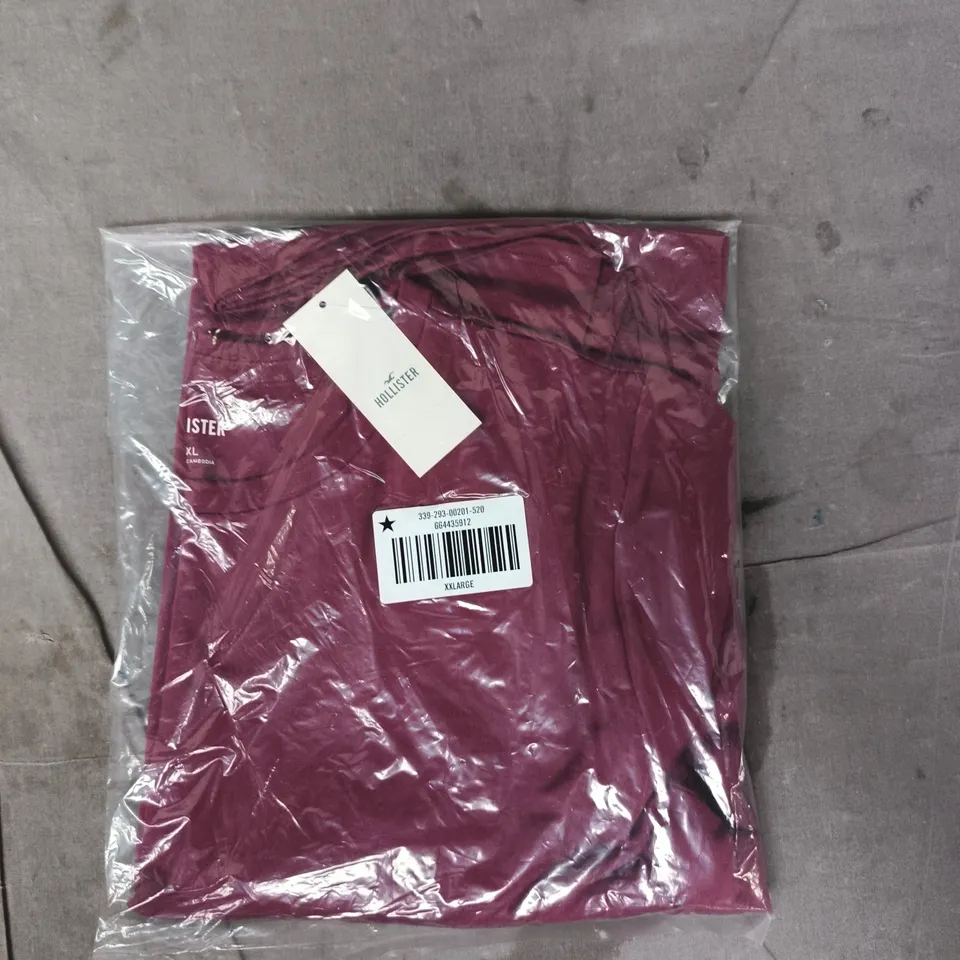 BAGGED HOLLISTER LONG SLEEVE TOP IN BURGUNDY SIZE XXL