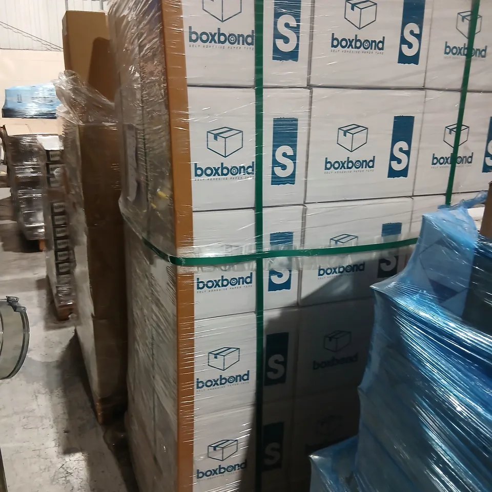 PALLET OF APPROXIMATELY 1728 ALL PACK BOX BOND S72 SELF ADHESIVE SEMI CREPE PAPER TAPE 72MM X 50M 01SCHM72
