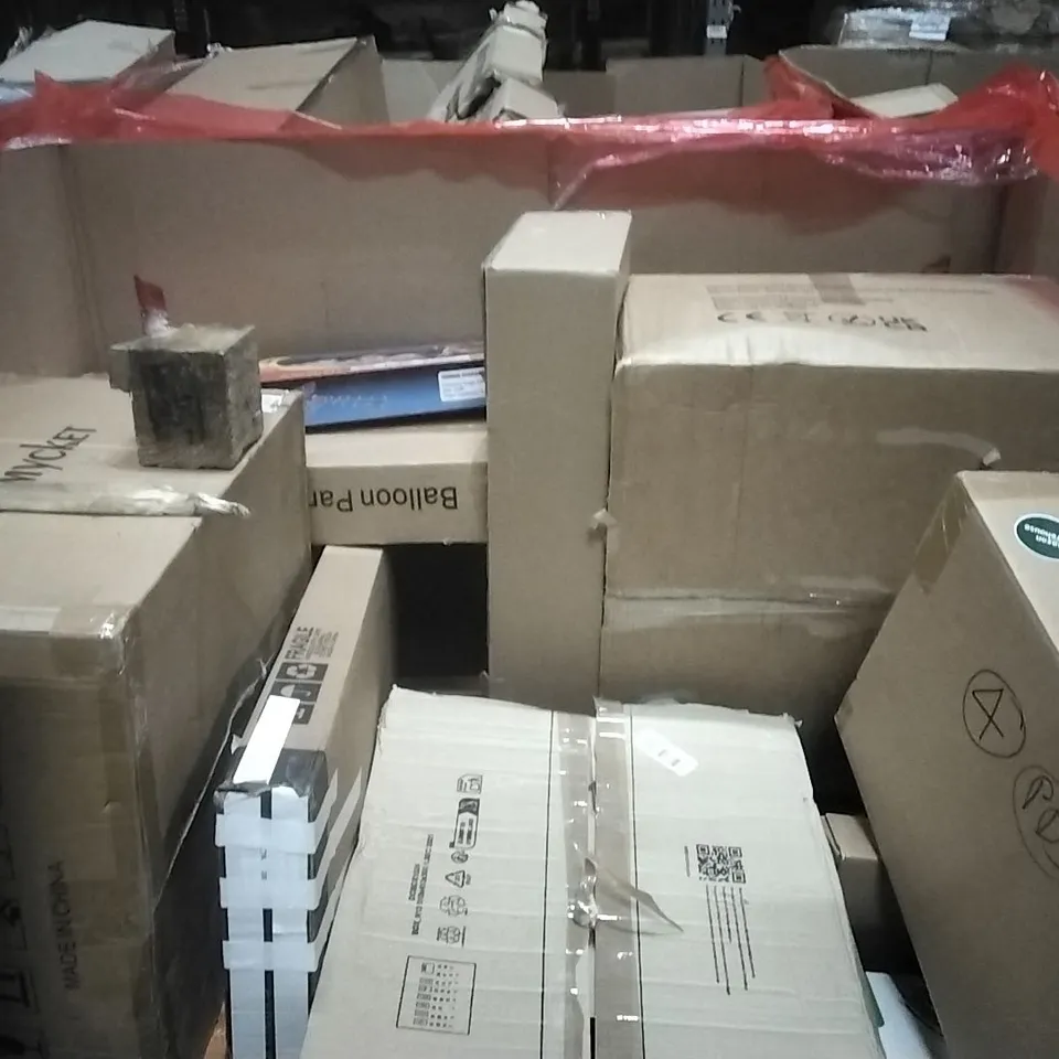 PALLET OF HOUSEHOLD ITEMS TO INCLUDE FOOT BATH,WALL CLOCK, 3D PRINTER, VINYL FLOORING CUTTER AND OTHER ASSORTED ITEMS...