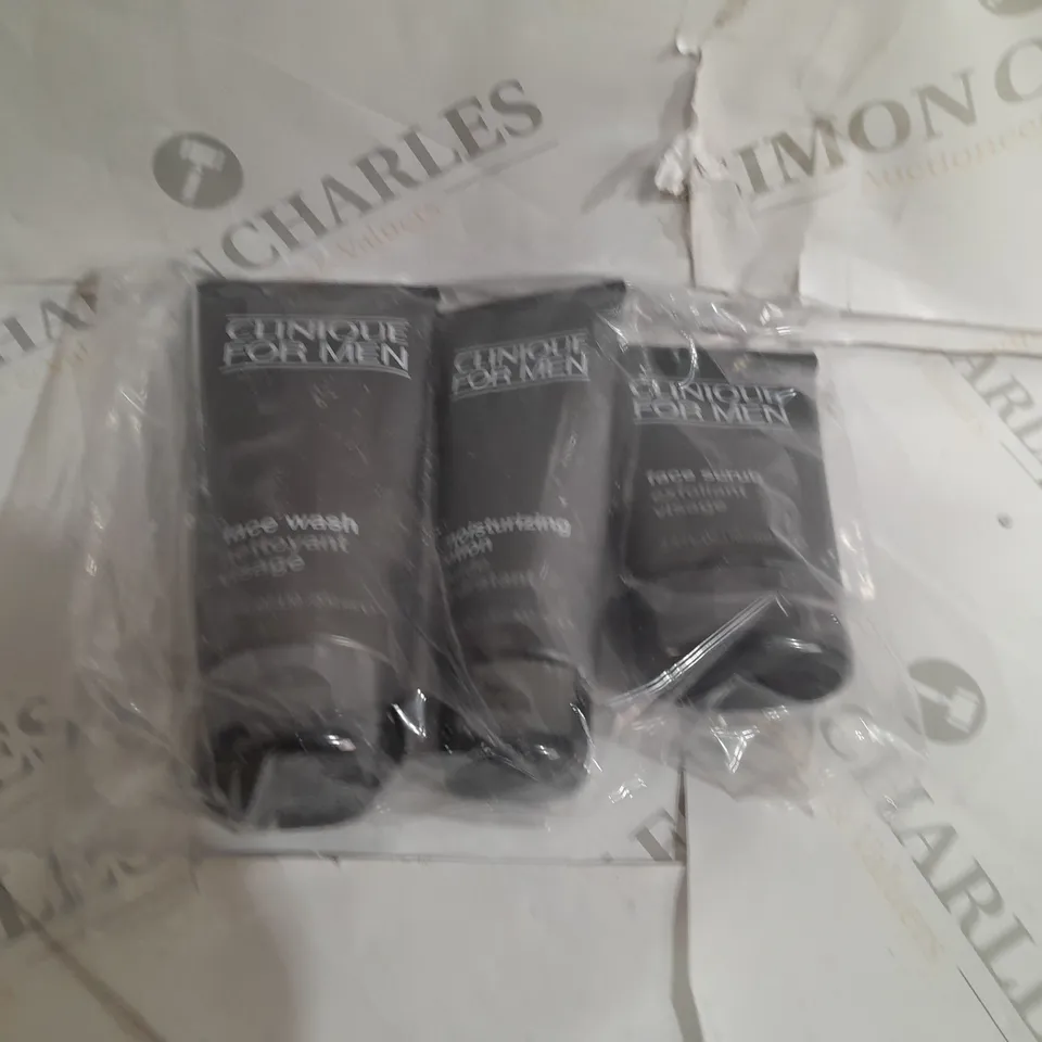 BOXED CLINIQUE FACE WASH, MOISTURISING LOTION, AND FACE SCRUB SET