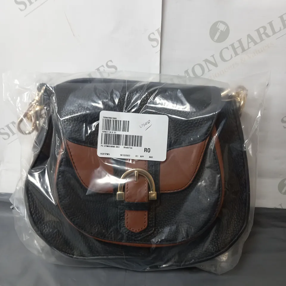 PAUL COSTELLOE GYMKHANA MULTIWAY LEATHER SADDLE BAG IN BLACK/BROWN 