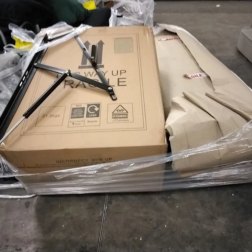 PALLET OF BOXED FURNITURE  AND ASSORTED PILLOWS 