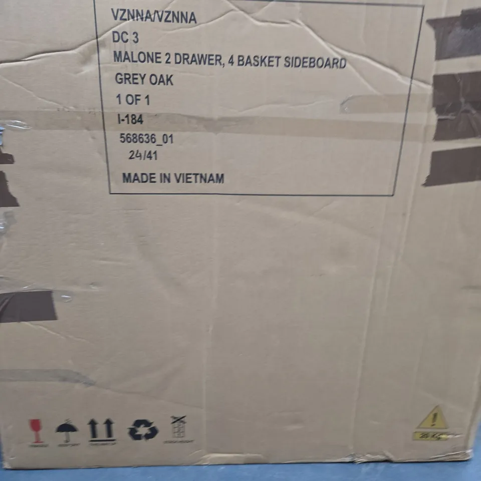 MALONE READY ASSEMBLED 2 DRAWER 4 BASKET SIDEBOARD  - CONTAINS SOLID WOOD - COLLECTION ONLY