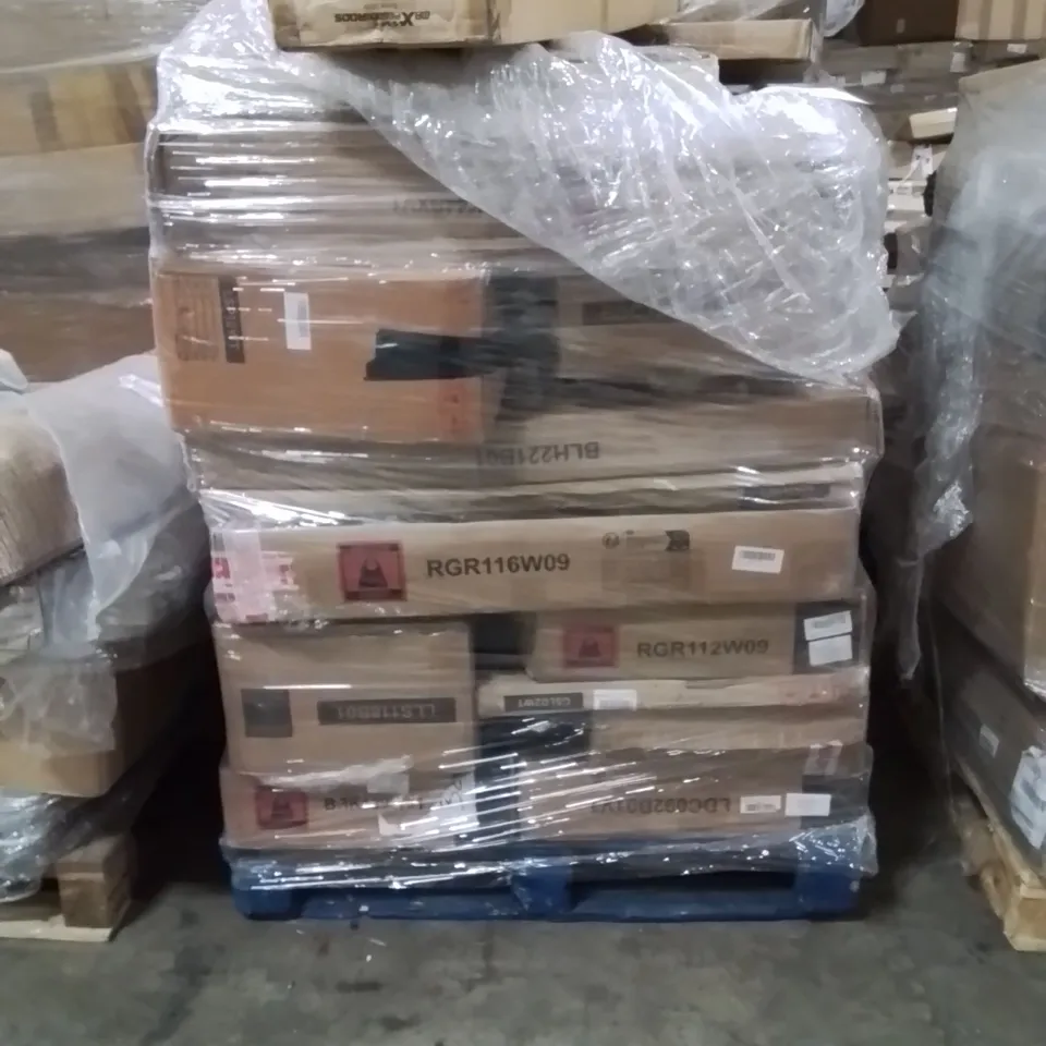 PALLET OF ASSORTED HOUSEHOLD GOODS AND PRODUCTS TO INCLUDE;BAR TABLE,COAT TRACK,DESK