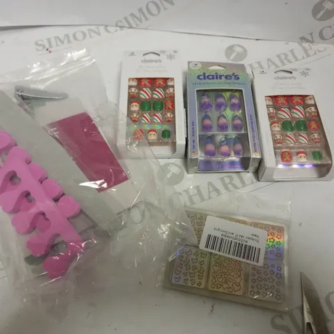 LOT OF APPROX 4 TO INCLUDE CLAIRES FAUX NAILS , CLAIRS FAUX CHRISTMAS NAILS , ETC
