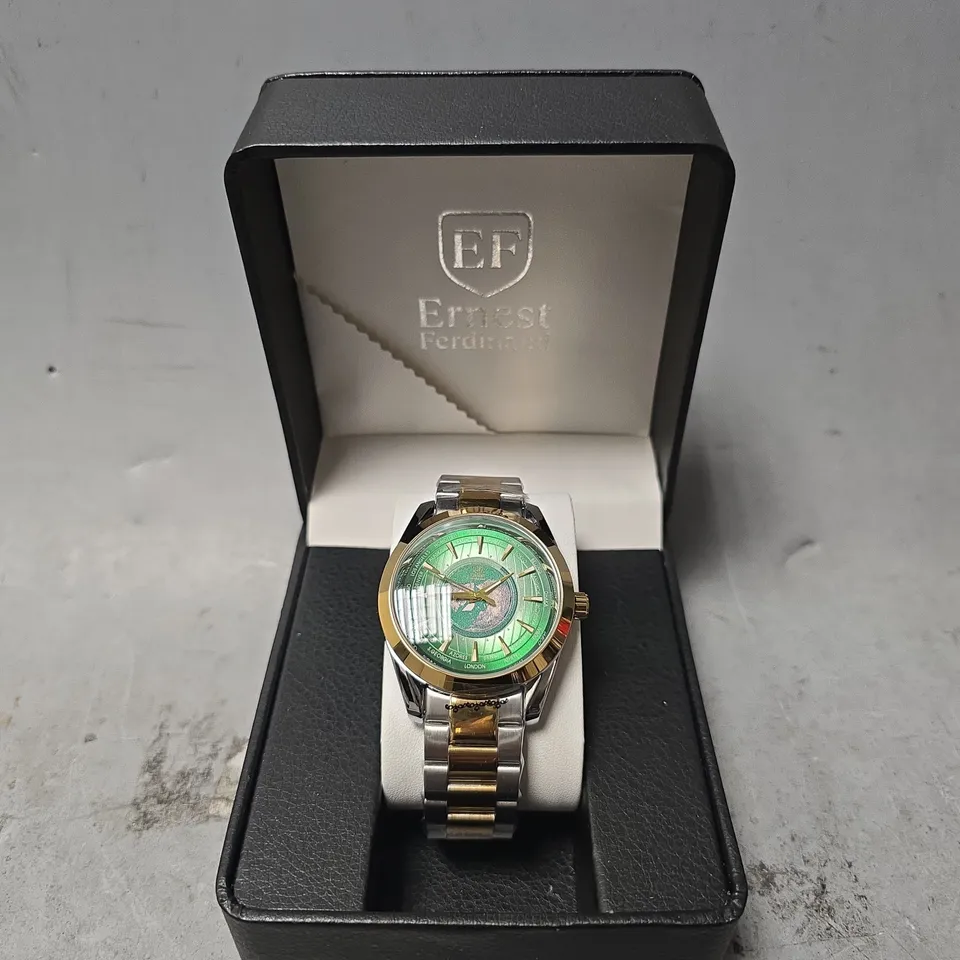 ERNEST FERDINAND WATCH – GLOBAL DIAL – STAINLESS STEEL STRAP – 3ATM WATER RESISTANT - GIFT BOX