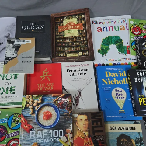 LARGE QUANTITY OF ASSORTED FICTION AND NON FICTION BOOKS TO INCLUDE WORKS FROM AUTHORS SUCH AS DAVID NICHOLAS, MICHAEL GREGER MD, ELIZABETH LONGFORD, ETC - COLLECTION ONLY