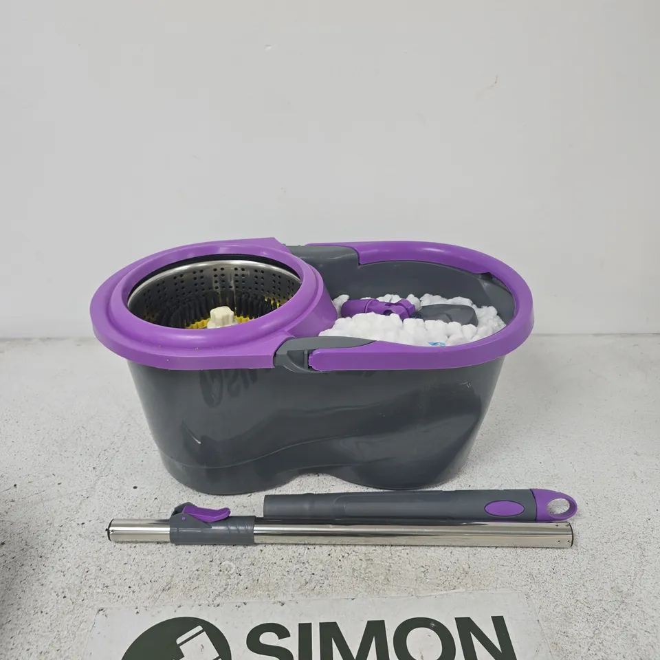 SPIN MOP 360 CLEANING SYSTEM - OPENCIRCLE, STAINLESS STEEL HANDLE, BUCKET & MOP HEADS (BOXED)