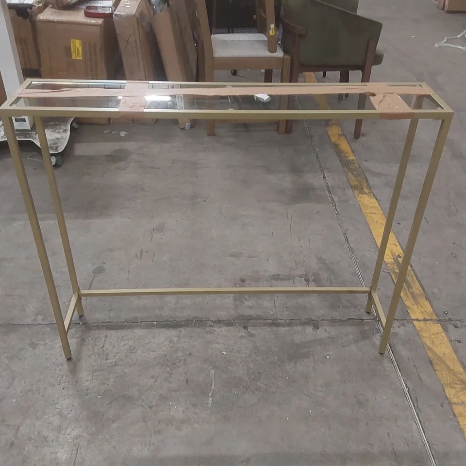 DESIGNER CONSOLE TABLE WITH GLASS TOP