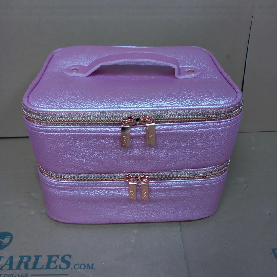 METALLIC MAKE-UP ORGANISER TWO TIER VANITY CASE