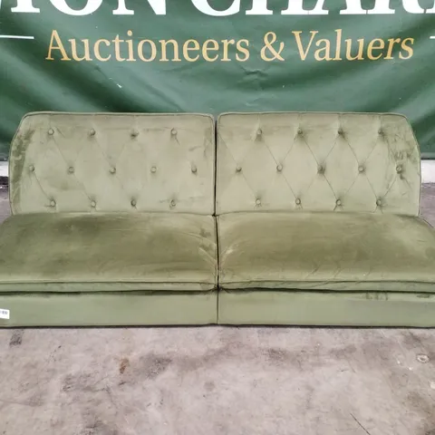 QUALITY DESIGNER 2.5 SEATER CLIC CLAC SOFA - OLIVE GREEN FABRIC
