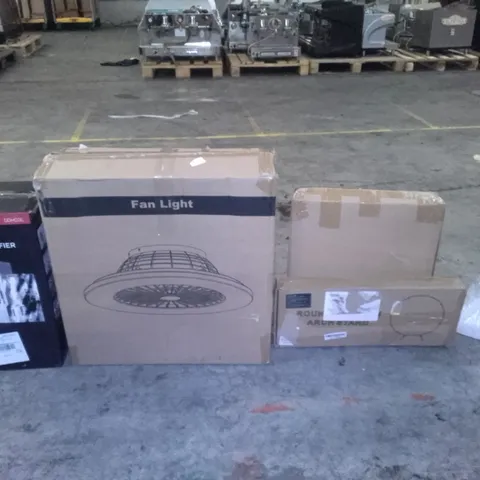 PALLET OF ASSORTED ITEMS TO INCLUDE DEHUMIDIFIER, FAN LIGHT, MANIQUIN HEAD ETC 