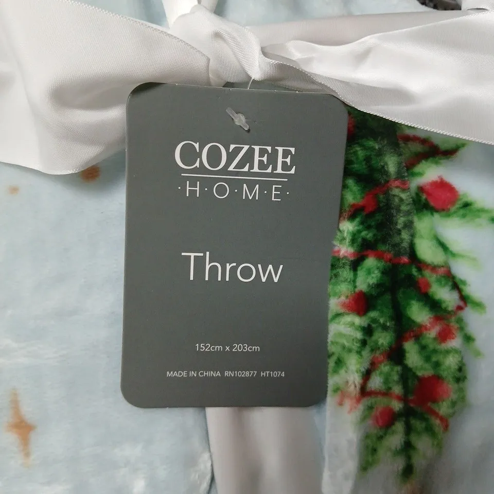 Cozee Home Throw Blanket – 152 x 203 cm, Christmas Tree Pattern