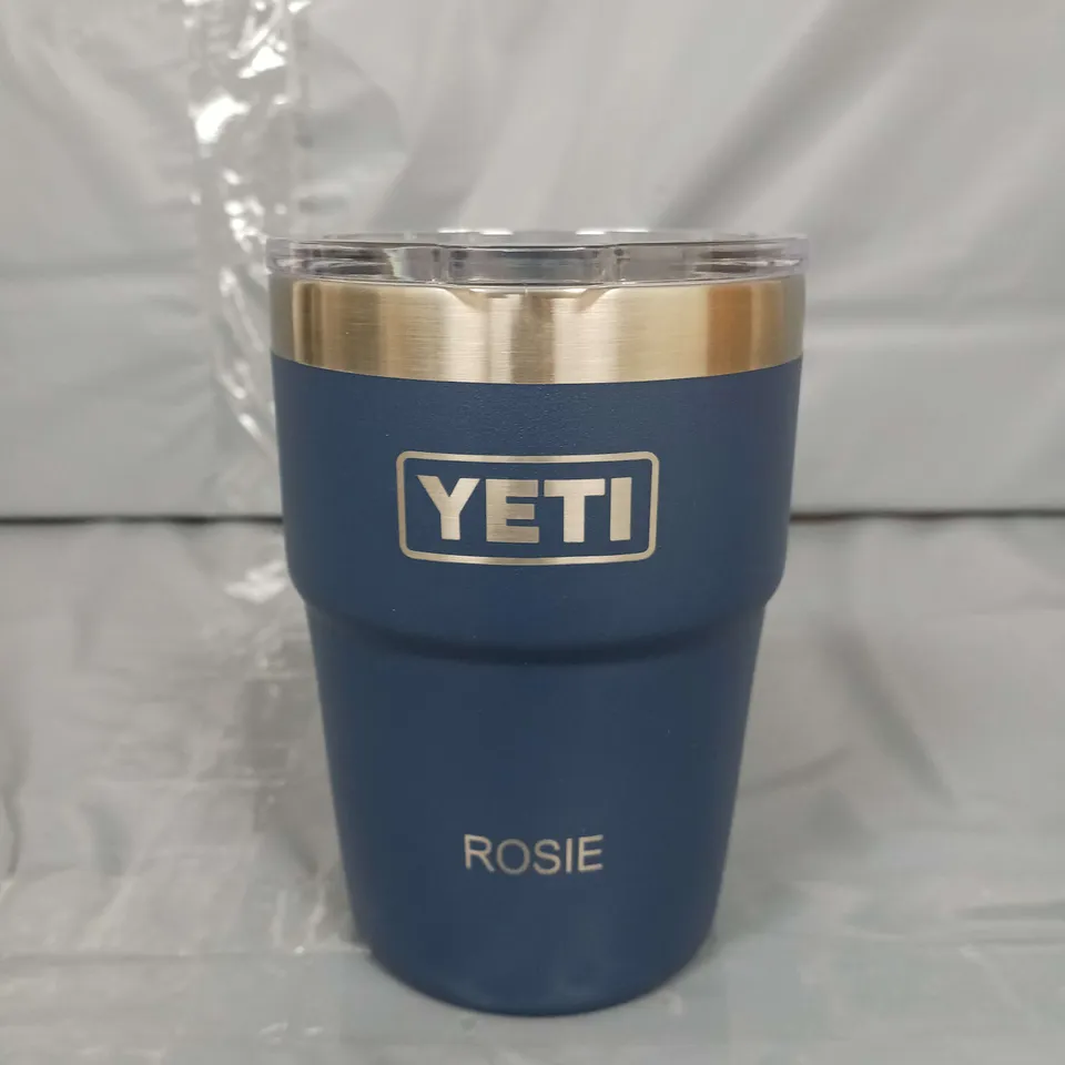 PERSONALISED YETI RAMBLER INSULATED TRAVEL CUP "ROSIE" IN NAVY