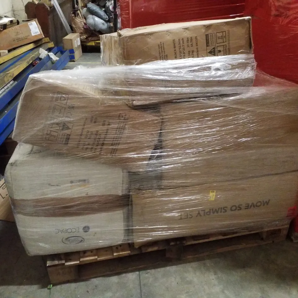 PALLET CONTAINING ASSORTED PRODUCTS INCLUDING OFFICE CHAIR, MUBULILY MATTRESS & TROLLEY