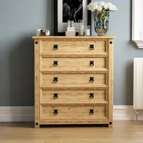 BOXED HAROLD 5 DRAWER CHEST - GREY (1 BOX)