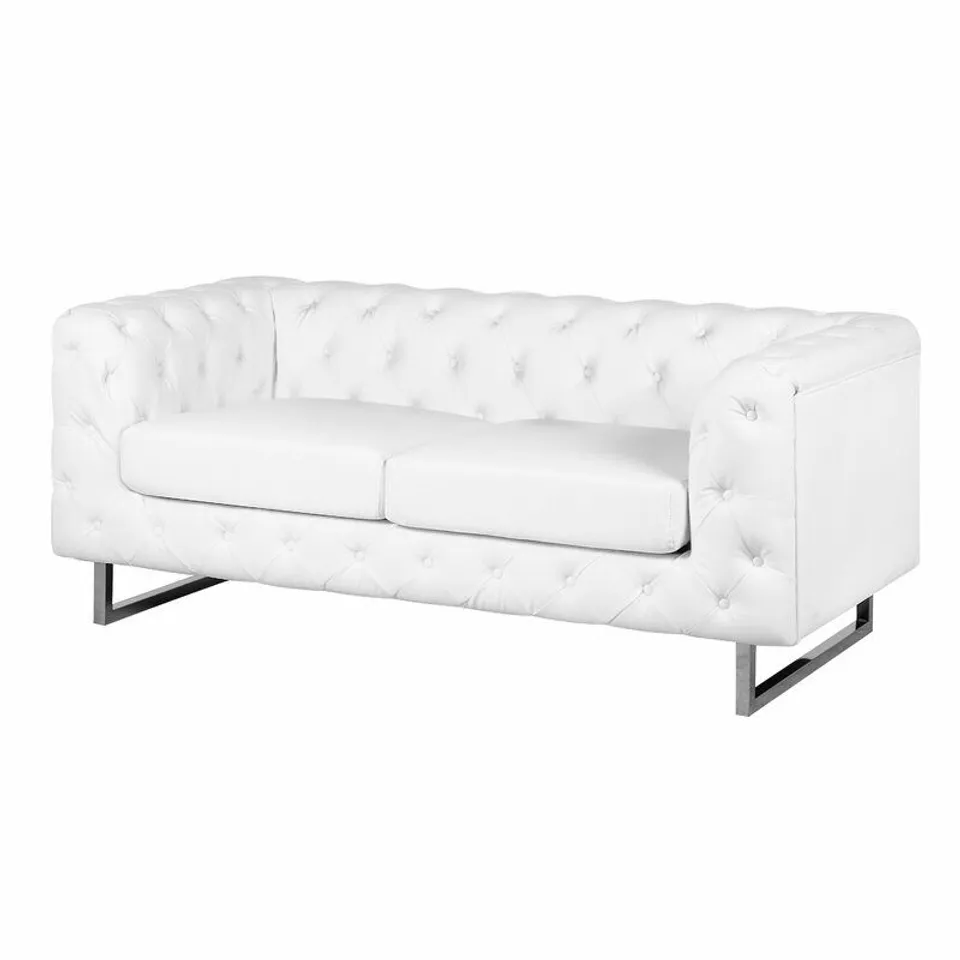 BOXED MELLAL 2 SEATER LOVERSEAT SOFA WHITE UPHOLSTERY 