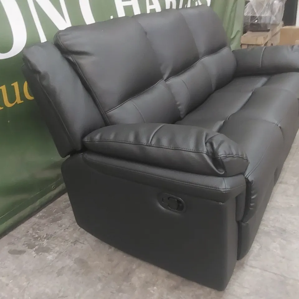QUALITY DESIGNER ALBION 3 SEATER FAUX LEATHER MANUAL RECLINER SOFA