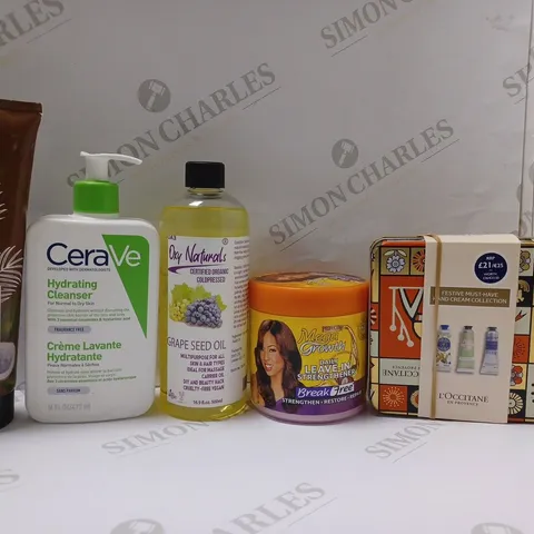BOX OF APPROX 20 ASSORTED HEALTH AND BEAUTY ITEMS TO INCLUDE - CERVA HYDRATING CLEANSER - OXY NATURALS GRAPE SEED OIL - HERBAL ESSENCES VEGAN CONDITIONER ECT
