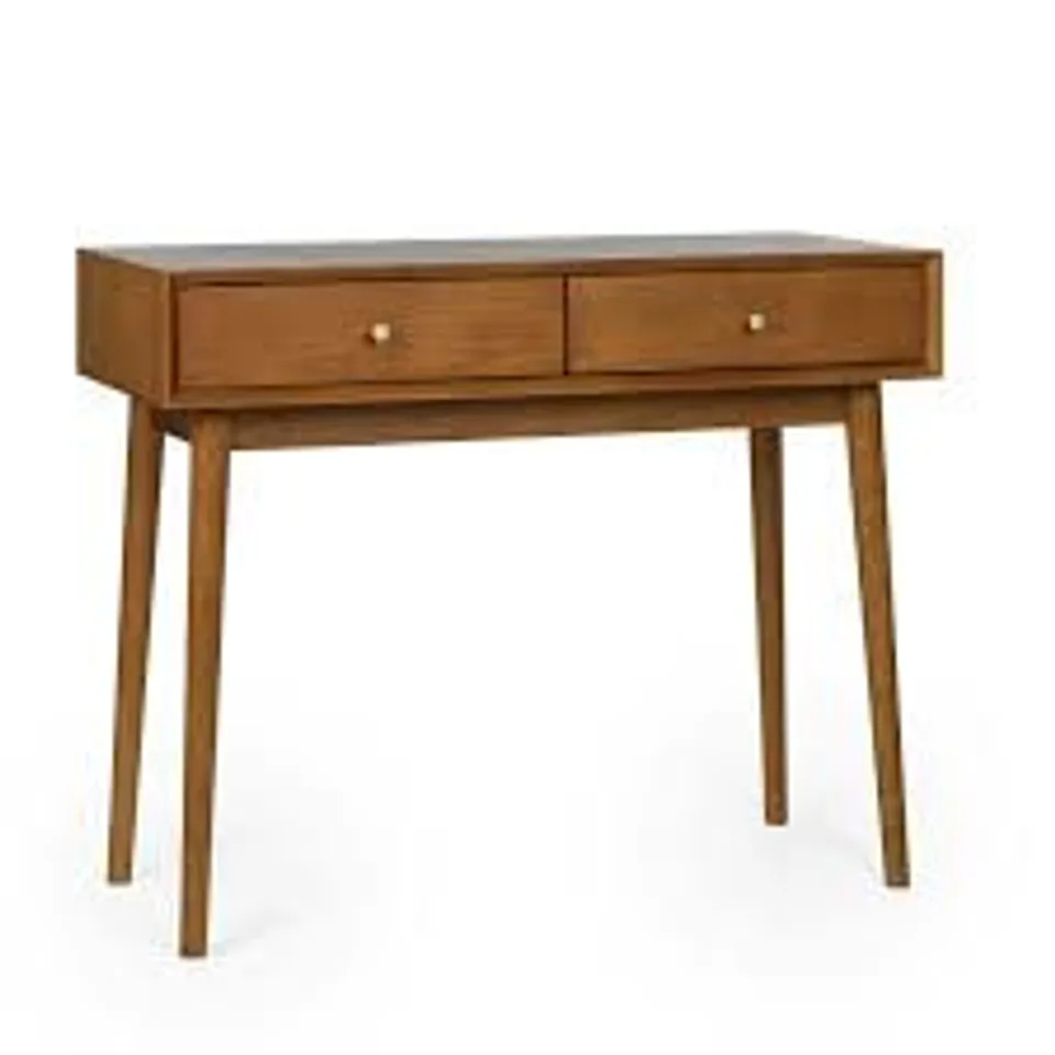 BOXED JULIAN BOWEN LOWRY WRITING DESK WITH 2 DRAWERS - ACORN (1 BOX)