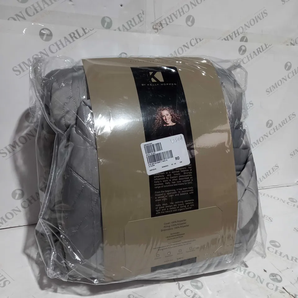 FINEST BED LINEN BY KELLY HOPPEN LATTE DOUBLE SIZE GREY SET