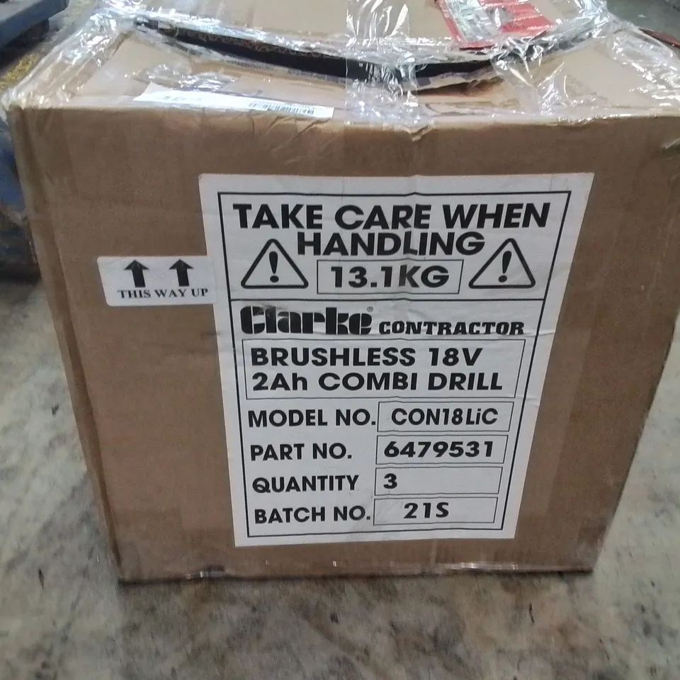 CLARKE CONTRACTOR 18V BRUSHLESS COMBI DRILL CON18LIC – 3 PACK