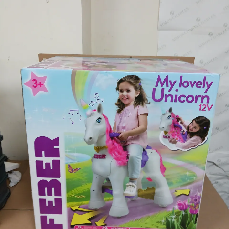 BOXED FEBER MY LOVELY UNICORN RIDE-ON - COLLECTTION ONLY RRP £199.99