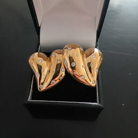 STEEL BY DIAMONIQUE SWISS SET HEART STUD EARRINGS STAINLESS STEEL