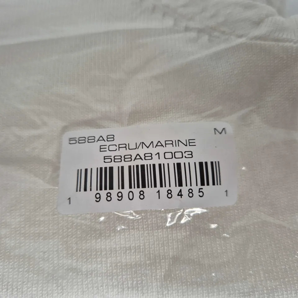 FRENCH CONNECTION MEN'S POLO SHIRT – ECRU/MARINE – SIZE M