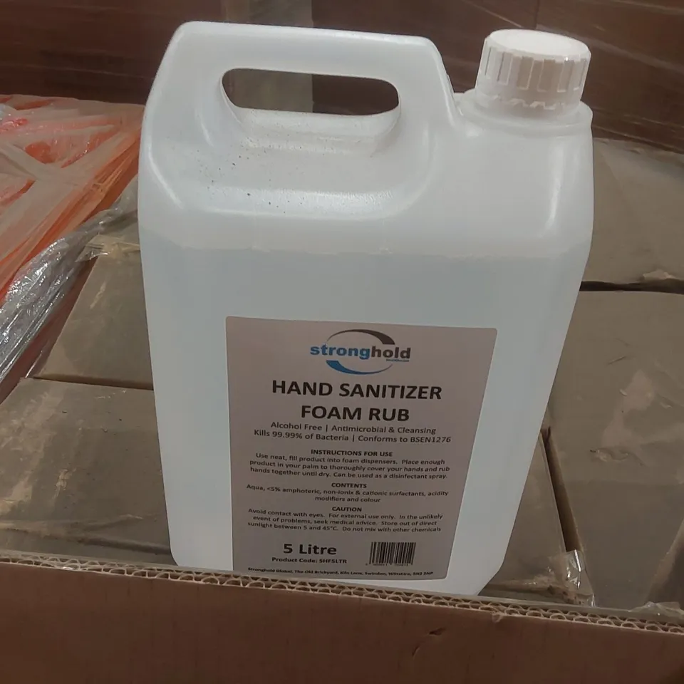 PALLET CONTAINING APPROXIMATELY 70x 5L STRONGHOLD HAND SANITIZER FOAM RUB