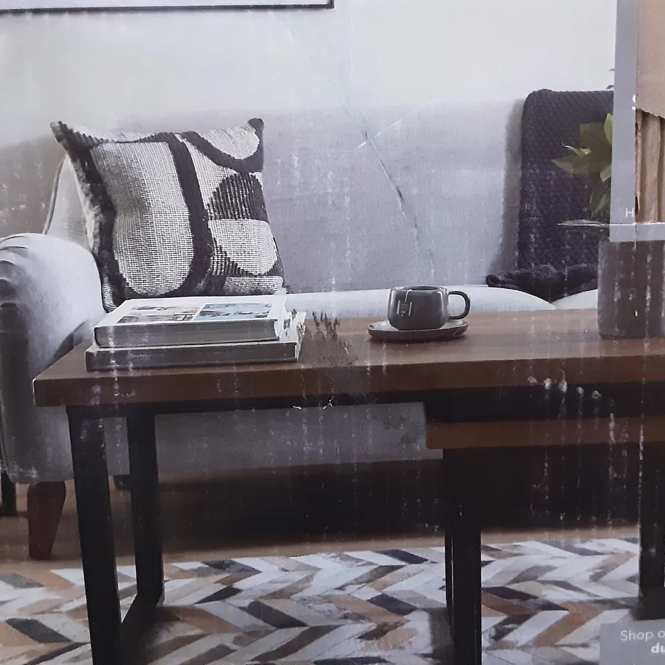 BOXED FREDDIE COFFEE NEST OF TABLES - RUSTIC WOOD EFFECT