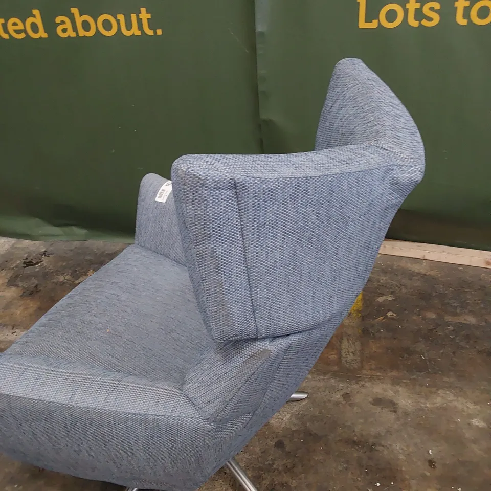 QUALITY BRITISH DESIGNER LOUNGE Co. JACOB SWIVEL CHAIR BLUE FABRIC