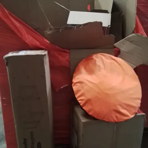 PALLET OF ASSORTED HOUSEHOLD GOODS AND PRODUCTS TO INCLUDE;PLAYPEN,POPUP BEACH TENT,PIZZA OVEN