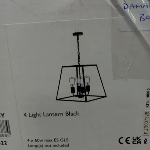 ACADEMY 4 LIGHT BLACK CEILING LANTERN PENDANT LIGHT