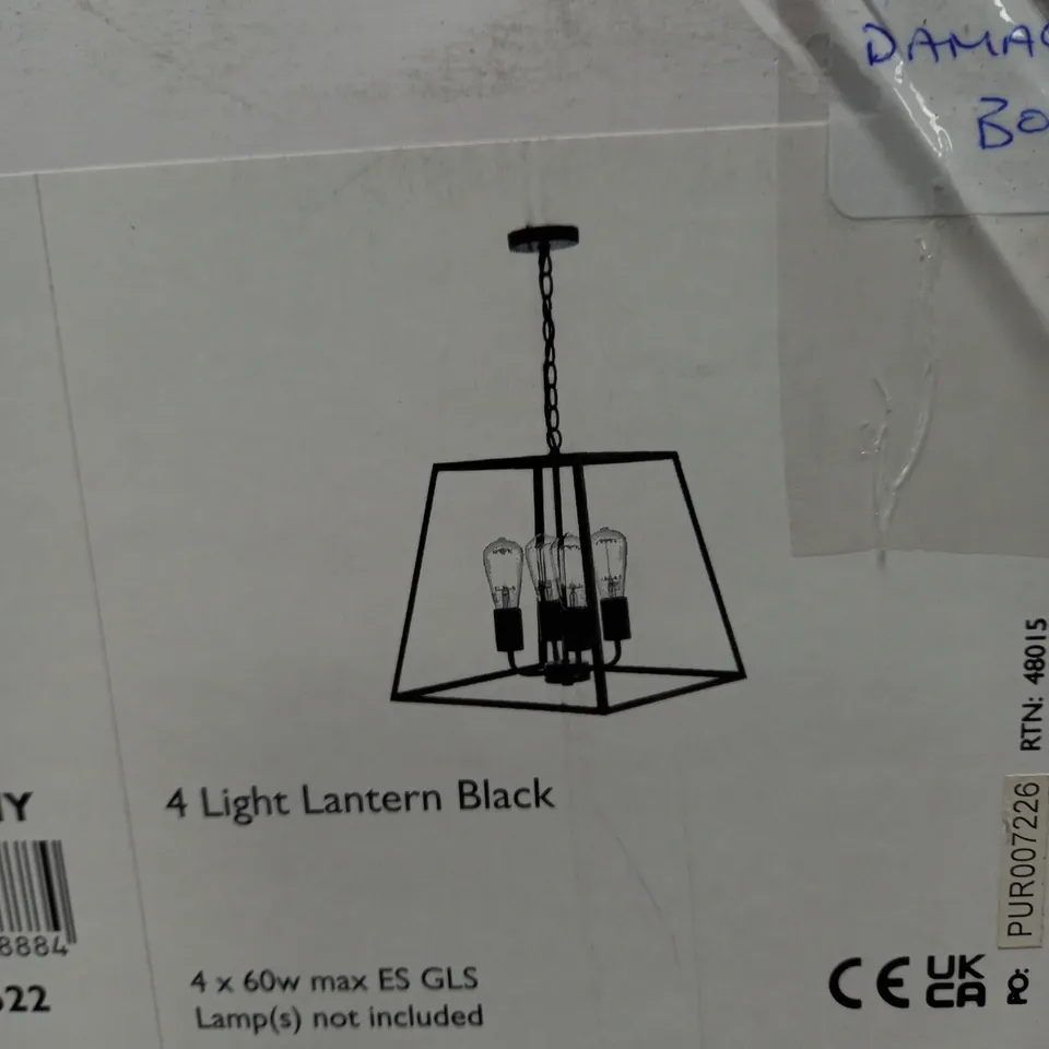 ACADEMY 4 LIGHT BLACK CEILING LANTERN PENDANT LIGHT