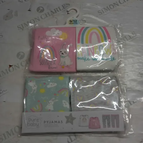 PACK OF 4 GIRL PYJAMAS SIZE 9-12 MONTHS