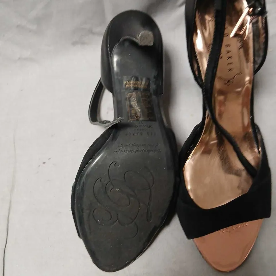 TED BAKER LONDON WOMEN’S BLACK OPEN-TOE HIGH HEEL SANDALS SIZE 37